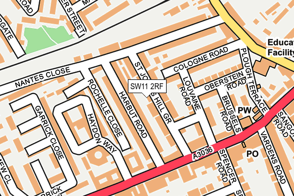 SW11 2RF map - OS OpenMap – Local (Ordnance Survey)