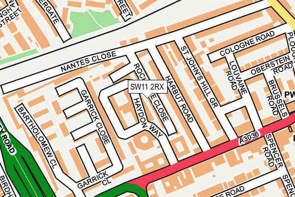 SW11 2RX map - OS OpenMap – Local (Ordnance Survey)