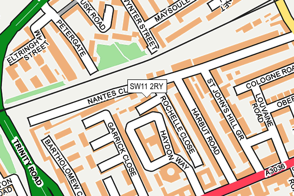 SW11 2RY map - OS OpenMap – Local (Ordnance Survey)