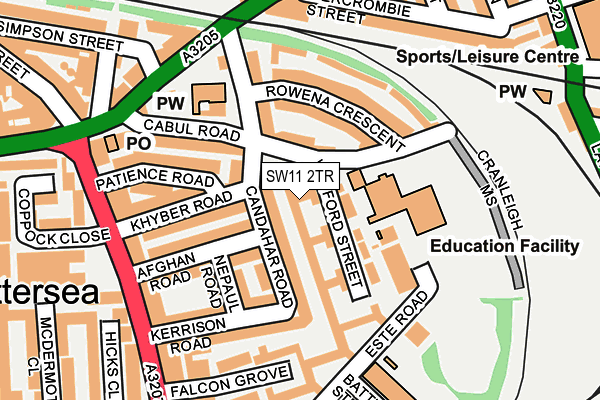 SW11 2TR map - OS OpenMap – Local (Ordnance Survey)