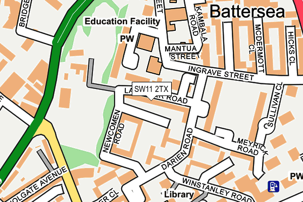 SW11 2TX map - OS OpenMap – Local (Ordnance Survey)