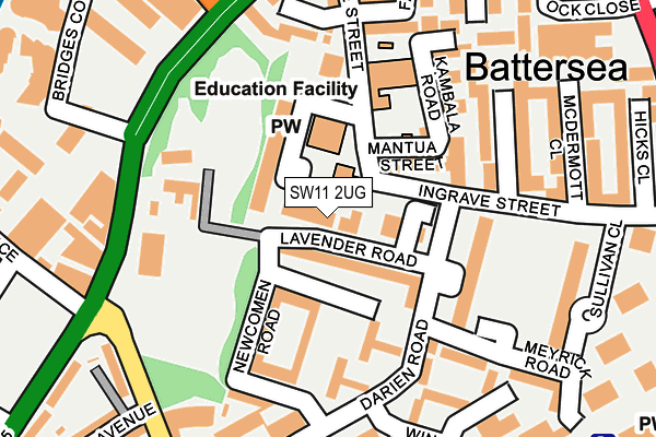 SW11 2UG map - OS OpenMap – Local (Ordnance Survey)