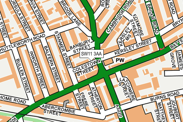 SW11 3AA map - OS OpenMap – Local (Ordnance Survey)