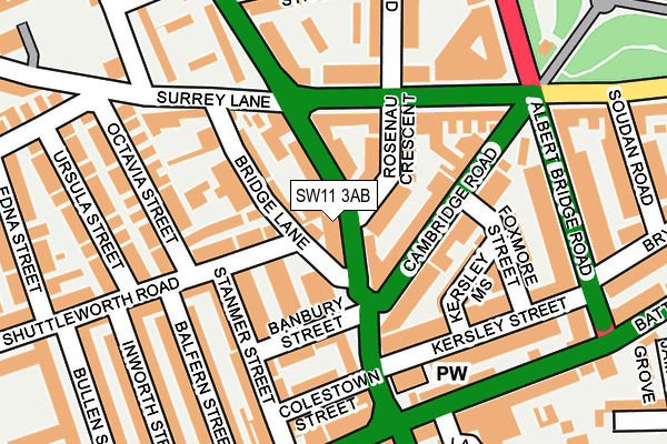 SW11 3AB map - OS OpenMap – Local (Ordnance Survey)