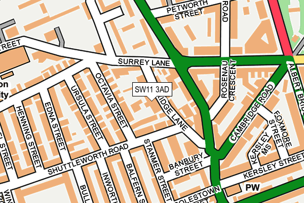 SW11 3AD map - OS OpenMap – Local (Ordnance Survey)