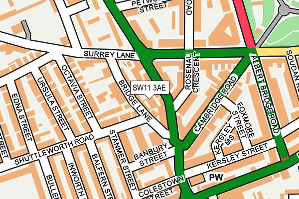 SW11 3AE map - OS OpenMap – Local (Ordnance Survey)