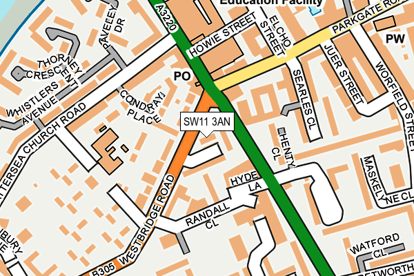 SW11 3AN map - OS OpenMap – Local (Ordnance Survey)