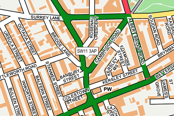 SW11 3AP map - OS OpenMap – Local (Ordnance Survey)