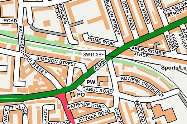 SW11 3BF map - OS OpenMap – Local (Ordnance Survey)