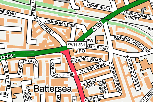 SW11 3BH map - OS OpenMap – Local (Ordnance Survey)