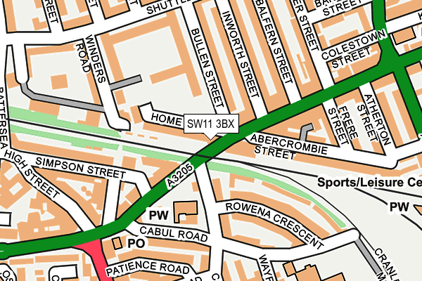 SW11 3BX map - OS OpenMap – Local (Ordnance Survey)