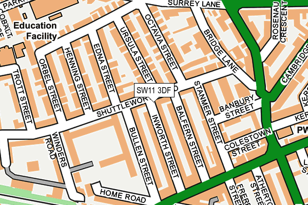 SW11 3DF map - OS OpenMap – Local (Ordnance Survey)