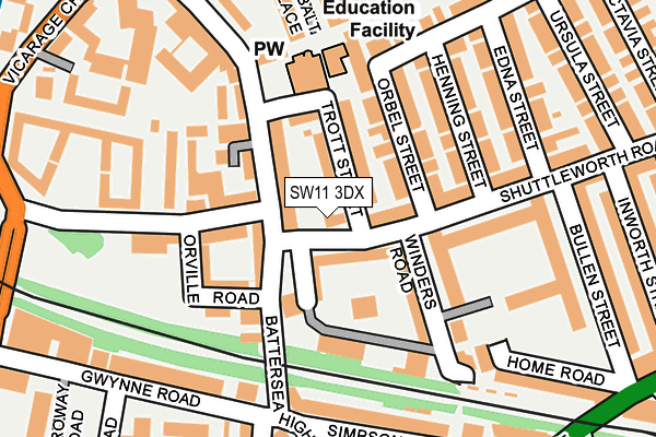 SW11 3DX map - OS OpenMap – Local (Ordnance Survey)