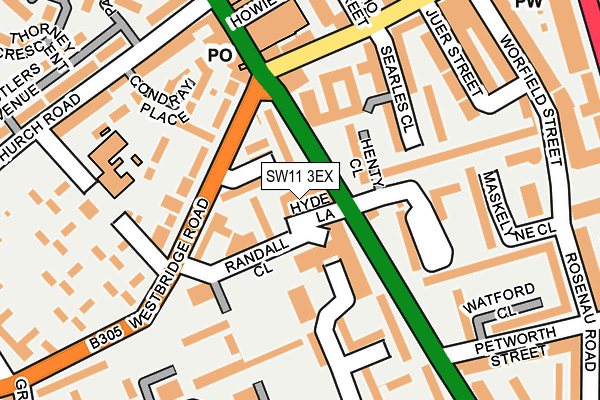 SW11 3EX map - OS OpenMap – Local (Ordnance Survey)