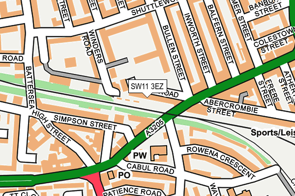 SW11 3EZ map - OS OpenMap – Local (Ordnance Survey)