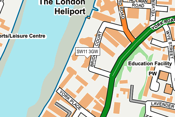 SW11 3GW map - OS OpenMap – Local (Ordnance Survey)