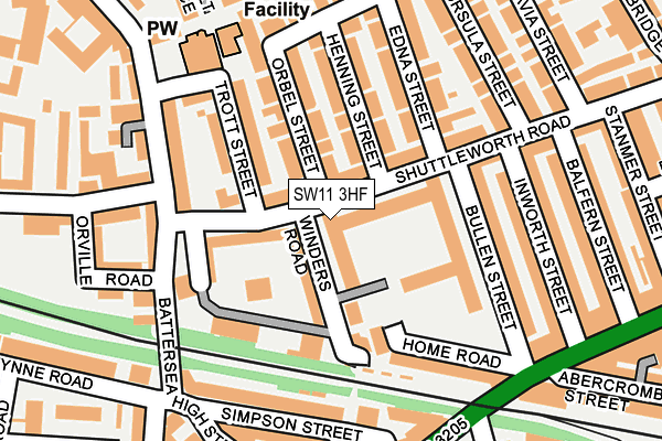 SW11 3HF map - OS OpenMap – Local (Ordnance Survey)