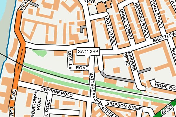 Map of 92 TO 102 BATTERSEA HIGH STREET RESIDENTS ASSOCIATION LIMITED at local scale