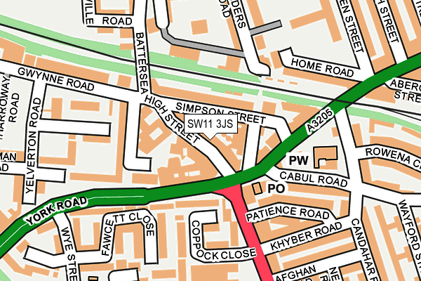 SW11 3JS map - OS OpenMap – Local (Ordnance Survey)