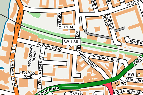 SW11 3JU map - OS OpenMap – Local (Ordnance Survey)