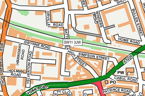 SW11 3JW map - OS OpenMap – Local (Ordnance Survey)