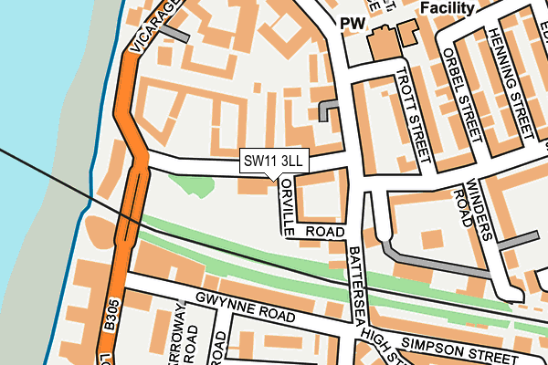 SW11 3LL map - OS OpenMap – Local (Ordnance Survey)