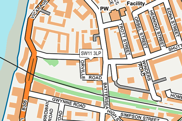 SW11 3LP map - OS OpenMap – Local (Ordnance Survey)