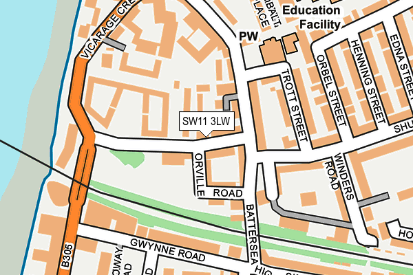 SW11 3LW map - OS OpenMap – Local (Ordnance Survey)