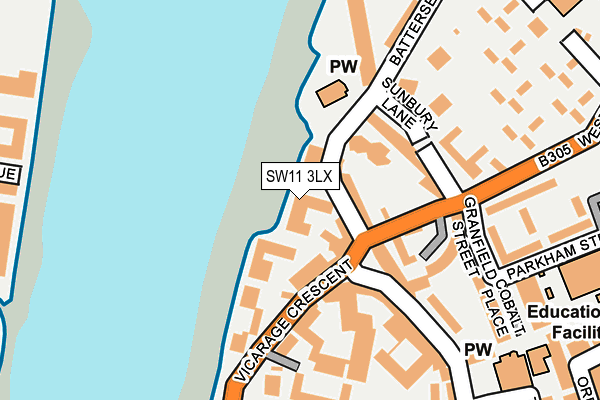 SW11 3LX map - OS OpenMap – Local (Ordnance Survey)