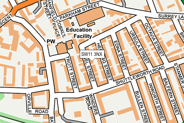 SW11 3NX map - OS OpenMap – Local (Ordnance Survey)