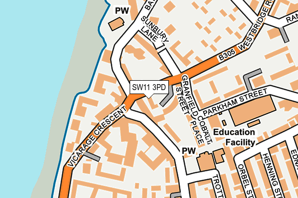 SW11 3PD map - OS OpenMap – Local (Ordnance Survey)