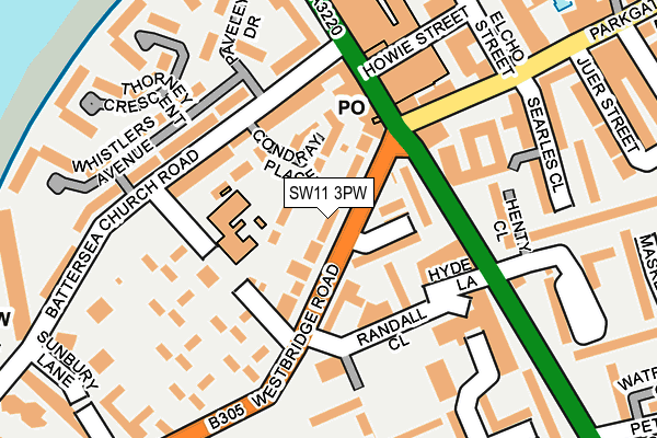 SW11 3PW map - OS OpenMap – Local (Ordnance Survey)