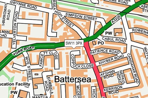 SW11 3PX map - OS OpenMap – Local (Ordnance Survey)