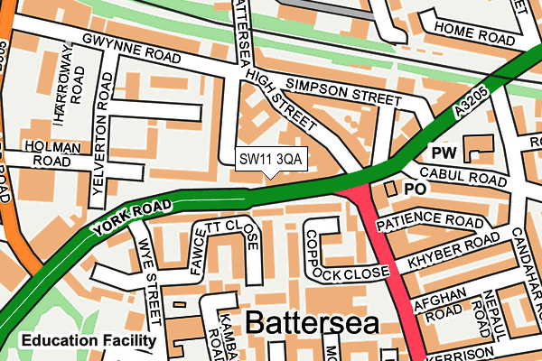 SW11 3QA map - OS OpenMap – Local (Ordnance Survey)