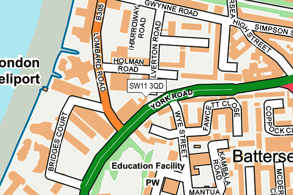 SW11 3QD map - OS OpenMap – Local (Ordnance Survey)