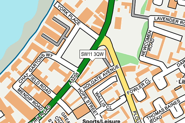 SW11 3QW map - OS OpenMap – Local (Ordnance Survey)