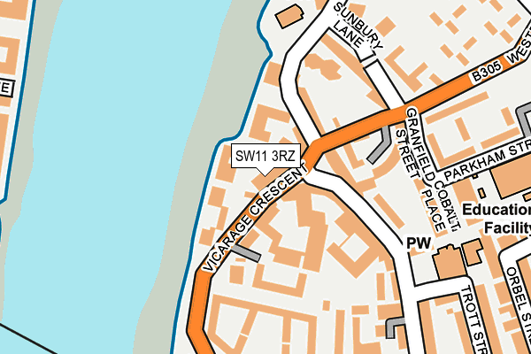 SW11 3RZ map - OS OpenMap – Local (Ordnance Survey)