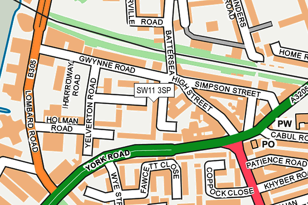 SW11 3SP map - OS OpenMap – Local (Ordnance Survey)