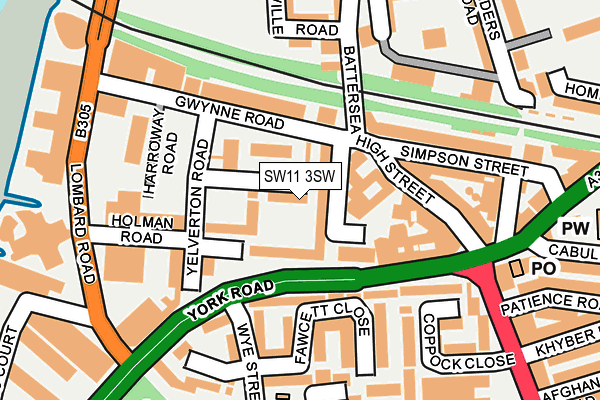 SW11 3SW map - OS OpenMap – Local (Ordnance Survey)