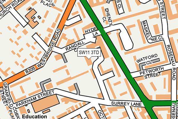 SW11 3TD map - OS OpenMap – Local (Ordnance Survey)