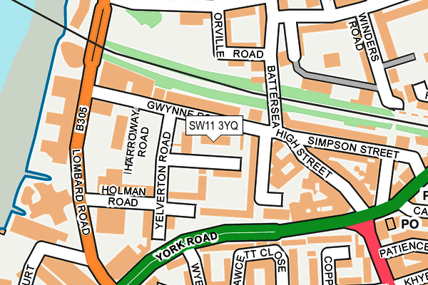 SW11 3YQ map - OS OpenMap – Local (Ordnance Survey)