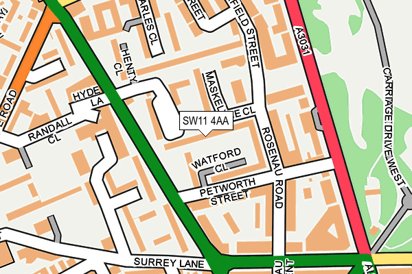 SW11 4AA map - OS OpenMap – Local (Ordnance Survey)