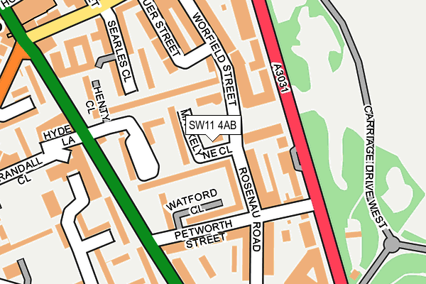 SW11 4AB map - OS OpenMap – Local (Ordnance Survey)