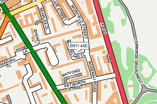 SW11 4AD map - OS OpenMap – Local (Ordnance Survey)