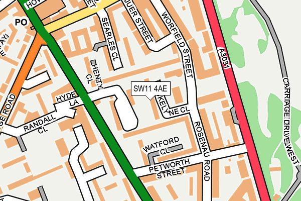 SW11 4AE map - OS OpenMap – Local (Ordnance Survey)