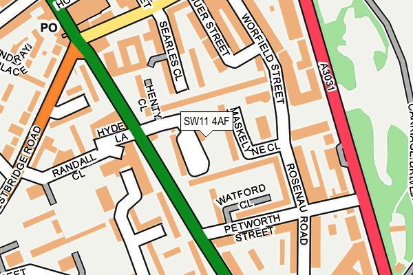 SW11 4AF map - OS OpenMap – Local (Ordnance Survey)