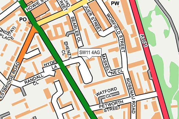 SW11 4AG map - OS OpenMap – Local (Ordnance Survey)