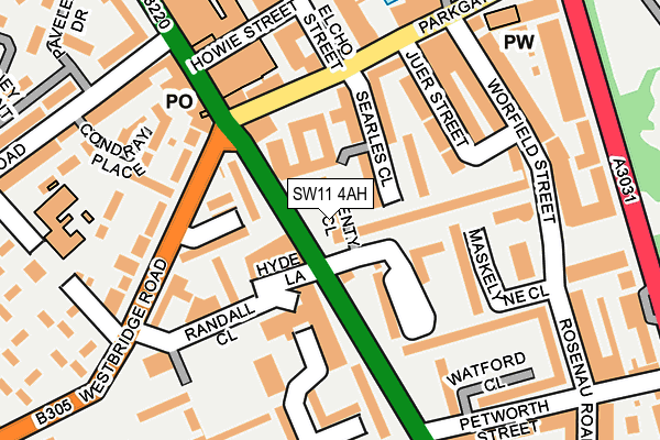 SW11 4AH map - OS OpenMap – Local (Ordnance Survey)