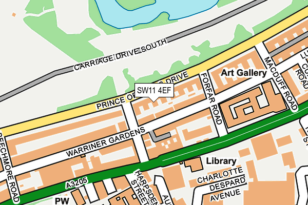 SW11 4EF map - OS OpenMap – Local (Ordnance Survey)