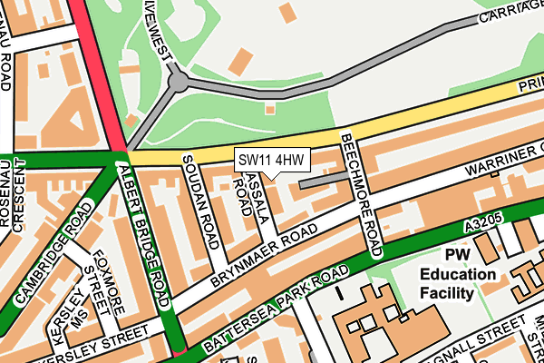 SW11 4HW map - OS OpenMap – Local (Ordnance Survey)